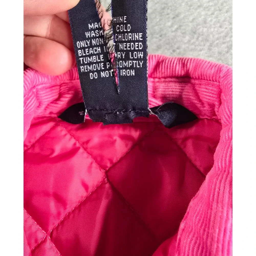 Ralph Lauren Baby Girls Pink Quilted Barn Jacket Coat Corduroy Trim 9m Classic
